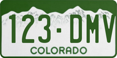 CO license plate 123DMV