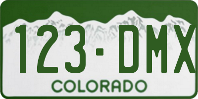 CO license plate 123DMX