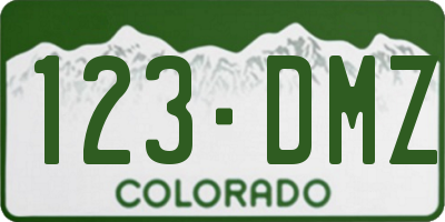 CO license plate 123DMZ