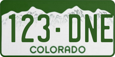 CO license plate 123DNE