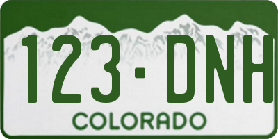 CO license plate 123DNH