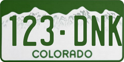 CO license plate 123DNK
