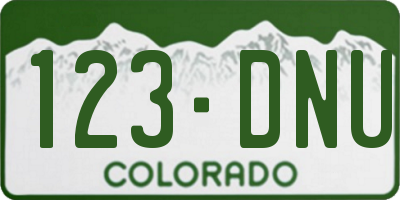 CO license plate 123DNU
