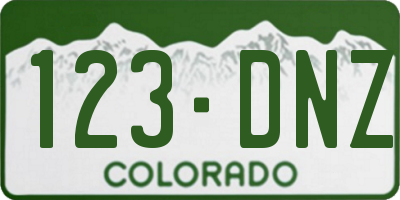 CO license plate 123DNZ