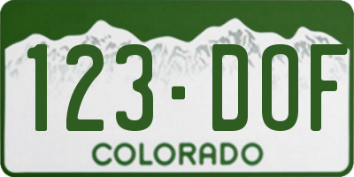 CO license plate 123DOF