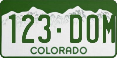 CO license plate 123DOM