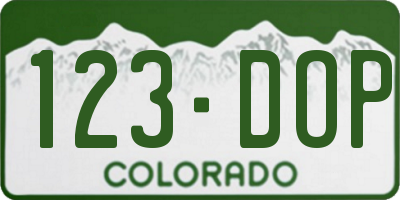 CO license plate 123DOP