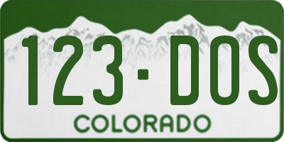 CO license plate 123DOS
