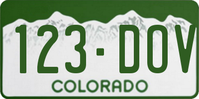 CO license plate 123DOV