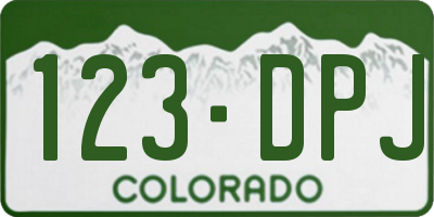 CO license plate 123DPJ