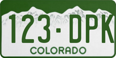CO license plate 123DPK