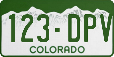 CO license plate 123DPV
