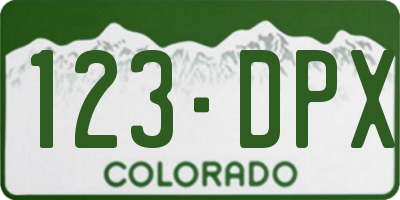 CO license plate 123DPX