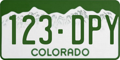 CO license plate 123DPY