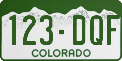 CO license plate 123DQF