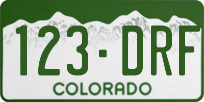 CO license plate 123DRF