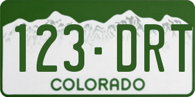 CO license plate 123DRT