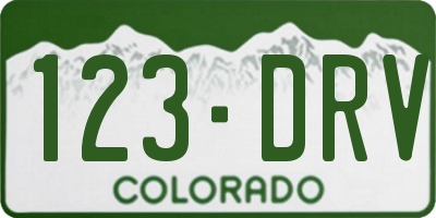 CO license plate 123DRV