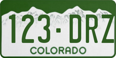 CO license plate 123DRZ