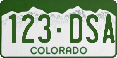 CO license plate 123DSA