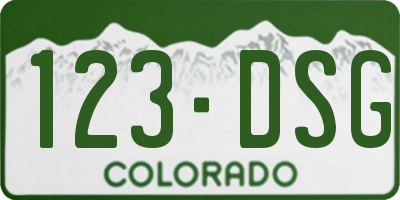 CO license plate 123DSG