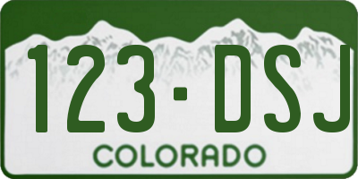 CO license plate 123DSJ