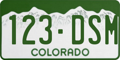 CO license plate 123DSM