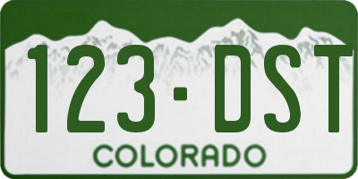 CO license plate 123DST