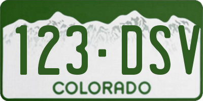 CO license plate 123DSV