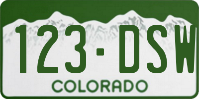 CO license plate 123DSW