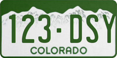 CO license plate 123DSY