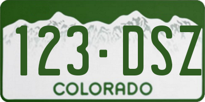 CO license plate 123DSZ