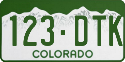 CO license plate 123DTK