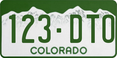 CO license plate 123DTO
