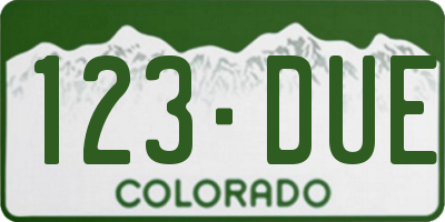 CO license plate 123DUE
