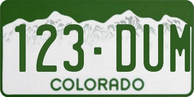 CO license plate 123DUM