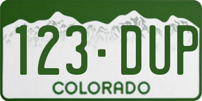CO license plate 123DUP