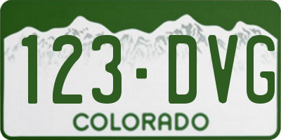 CO license plate 123DVG