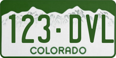 CO license plate 123DVL