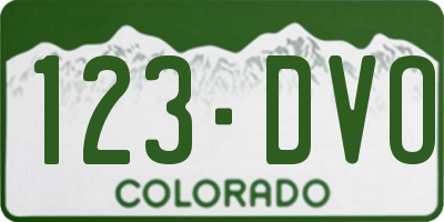 CO license plate 123DVO