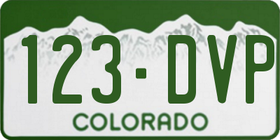 CO license plate 123DVP