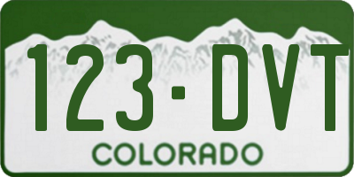 CO license plate 123DVT