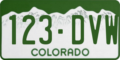 CO license plate 123DVW