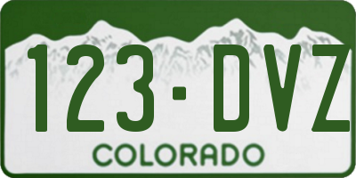 CO license plate 123DVZ