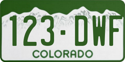 CO license plate 123DWF