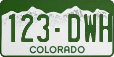 CO license plate 123DWH