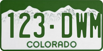 CO license plate 123DWM