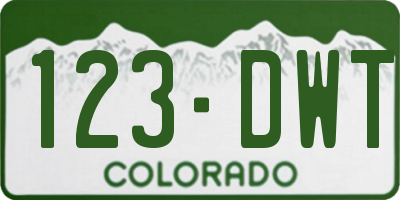CO license plate 123DWT