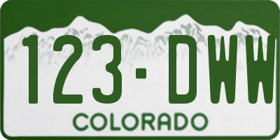 CO license plate 123DWW