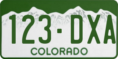 CO license plate 123DXA